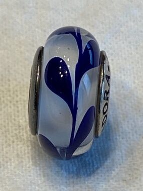 Pandora RETIRED Sterling Silver Murano Glass Bead Blue swirl (790675)